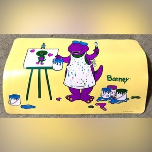 Barney The Dinosaur Placemat 1992 Painting Baby Boo Artist  17" x 10.5" Vintage